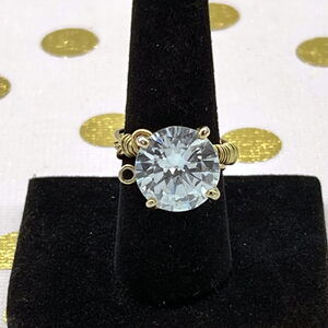 4/$15 Handmade Wire Wrapped Gold Tone Statement Ring CZ Style